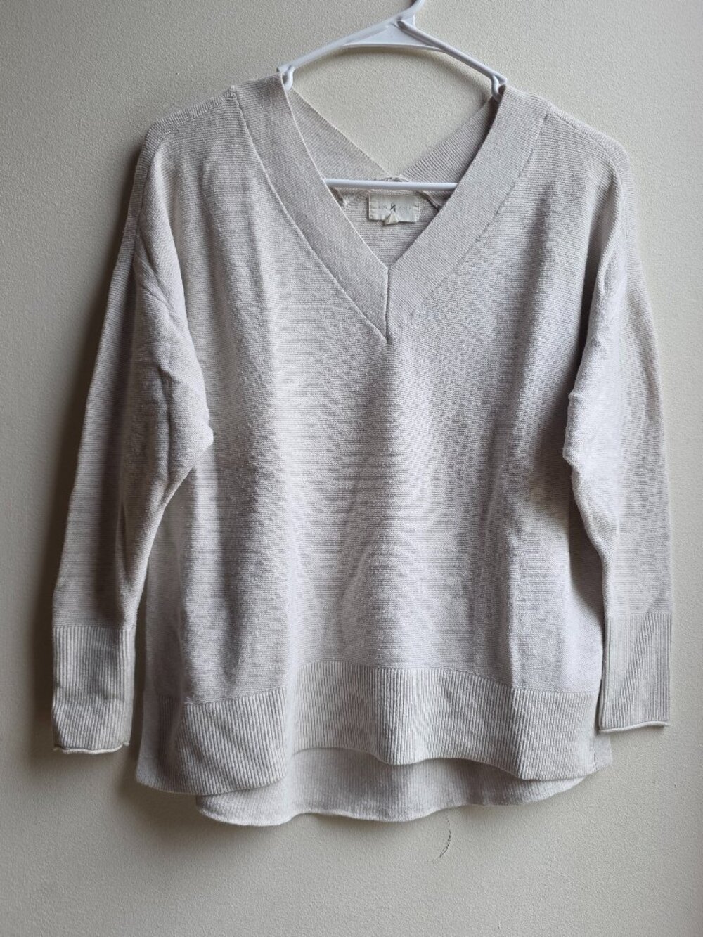 Lou & Grey Oatmeal V-Neck Jersey Sweater Size XS